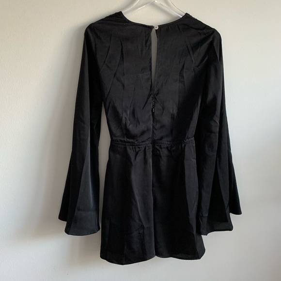 Show Me Your Mumu Wrap Black Sheen Satin Romper - Picture 12 of 15